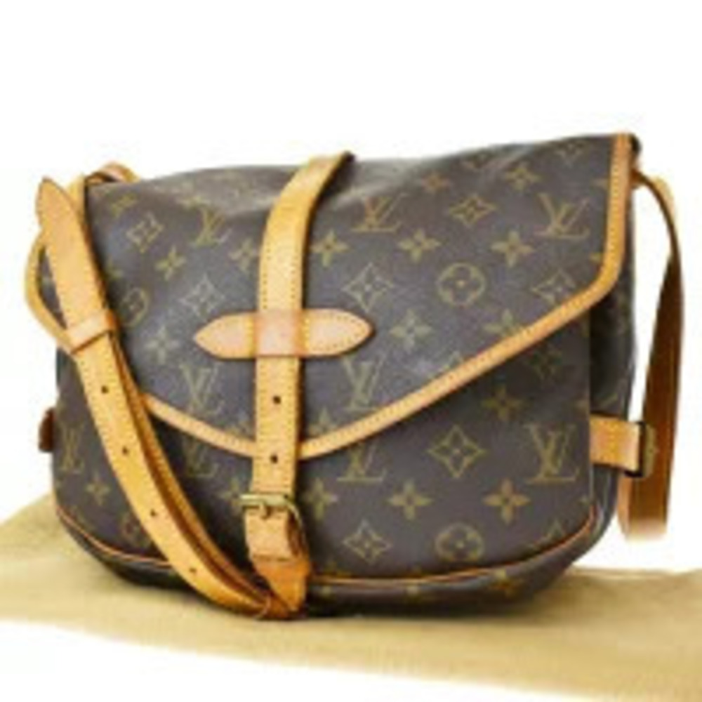 Louis Vuitton Saumur Monogram Leather Crossbody Bag Brown